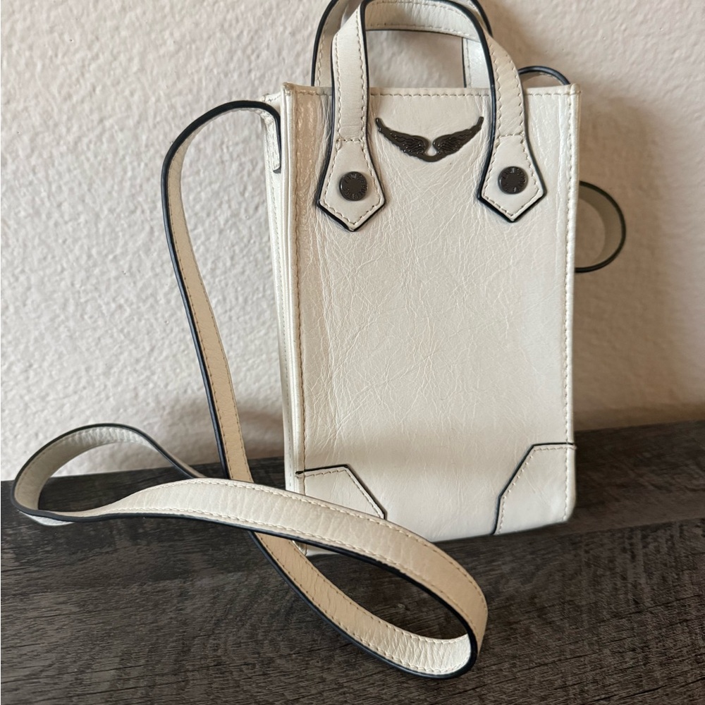 Zadig and Voltaire White Leather Phone Bag